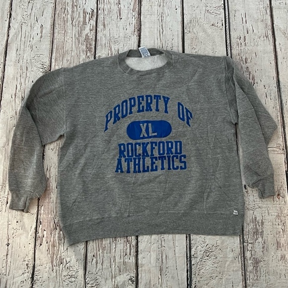 Vintage 1980s Property of Rockford Athletics Russell Athletic 80s Sweatshirt - Picture 1 of 4